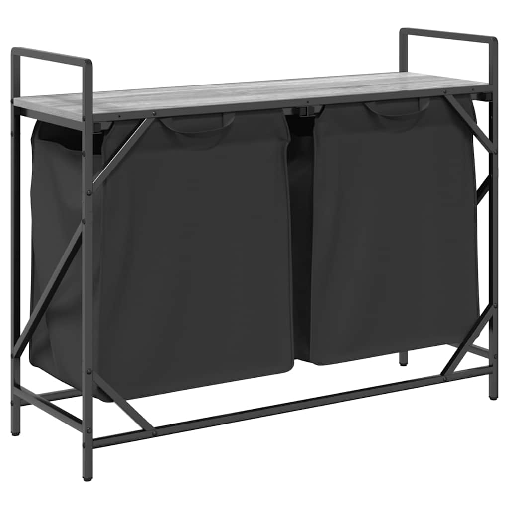 Košara za rublje s 2 pretinca s policom siva Sonoma