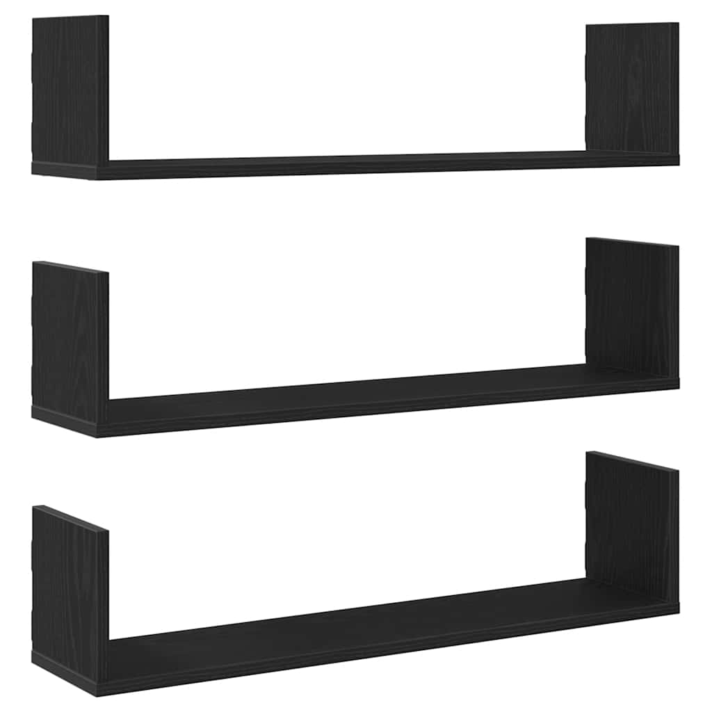 Zidne police 3 kom. Crni hrast 80x18x18 cm Konstruirano drvo