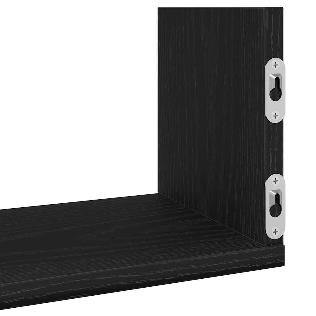 Zidne police 3 kom. Crni hrast 80x18x18 cm Konstruirano drvo