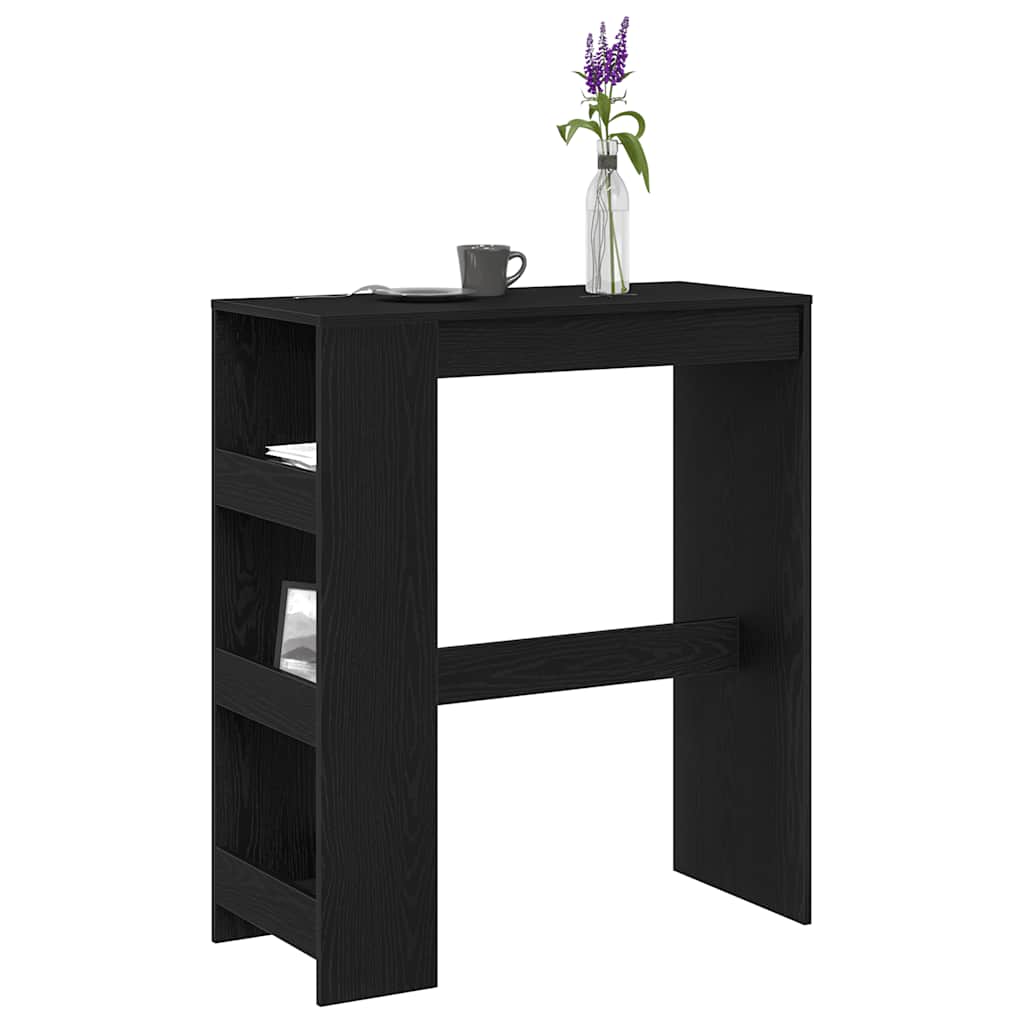 Barski stol s policama Crni hrast 90x40x103,5 cm Konstruirano drvo
