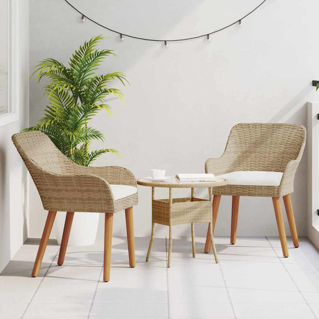 Vrtna stolica s jastukom 2 pcs Bež 62,5 x 55 x 82 cm poliratan