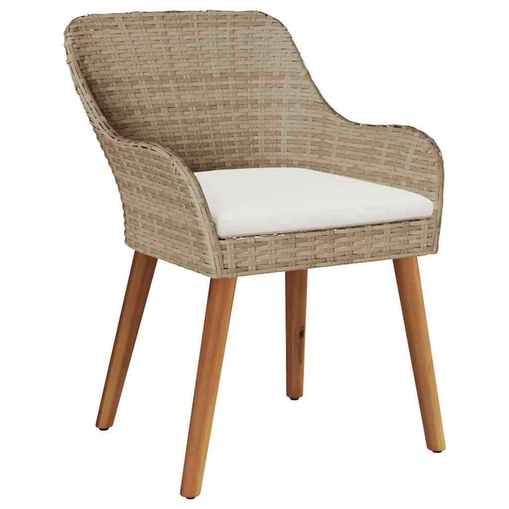 Vrtna stolica s jastukom 2 pcs Bež 62,5 x 55 x 82 cm poliratan