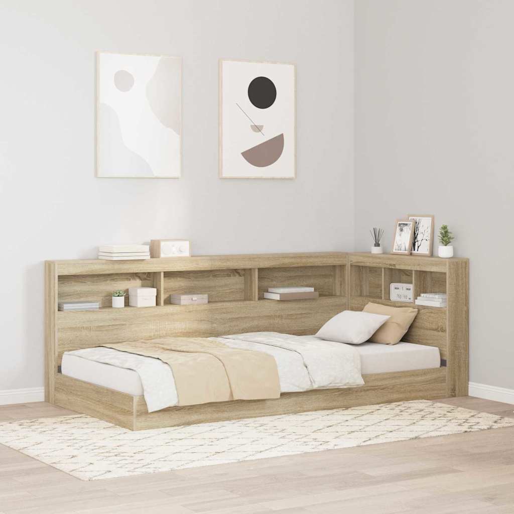 Krevet s policama sonoma hrast 100 x 200 cm Konstruirano drvo