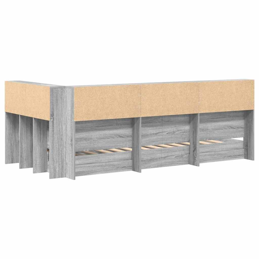 Krevet s policama s uzglavljem Sivi hrast sonoma 100 x 200 cm