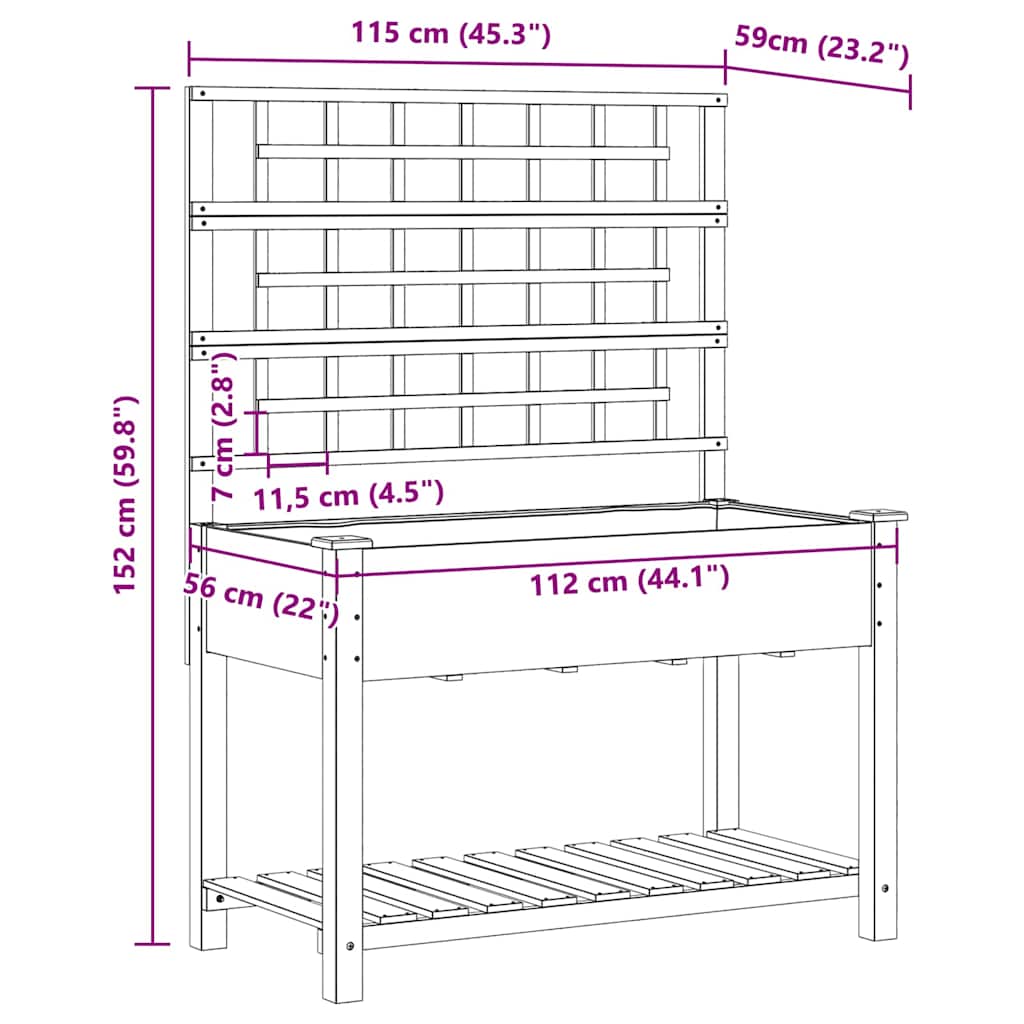 Vrtna saksija Bež 115 x 60,5 x 153 cm Čvrsto drvo jele