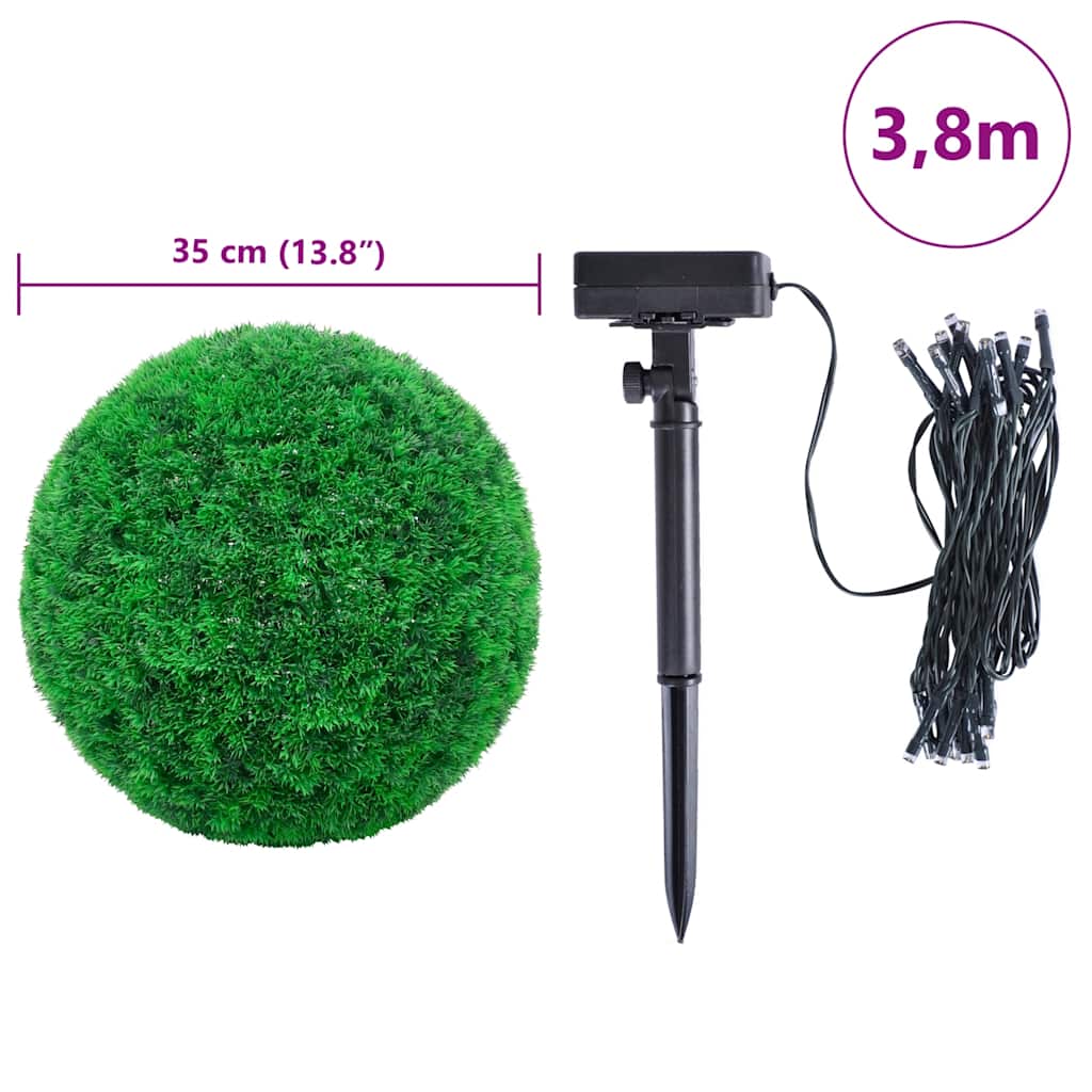 Umjetne kugle od šimšira s LED svjetlima 2 kom zelene 35 cm