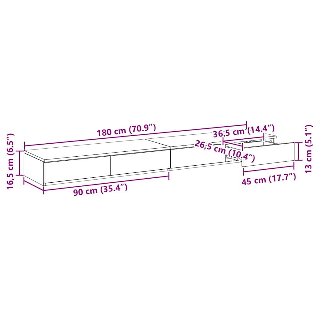 Ladice za krevet s ladicama Crni hrast 180 x 36,5 x 16,5 cm