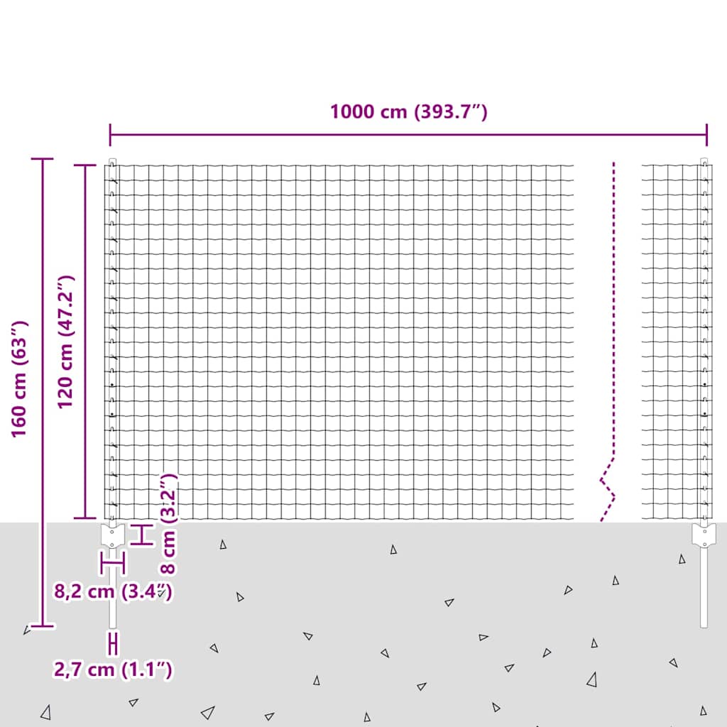 Zavarena žičana ograda 10 x 1,2 m (Š x V) Čelik premazan PVC-om
