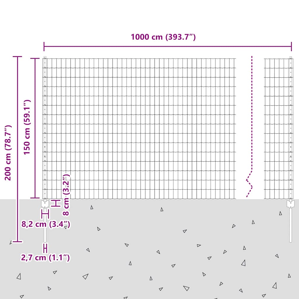 Zavarena žičana ograda 10 x 1,5 m (Š x V) Čelik premazan PVC-om
