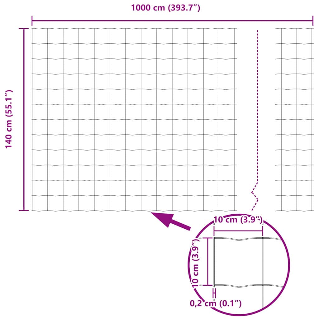 Zavarena žičana ograda 10 x 1,4 m (Š x V) Čelik premazan PVC-om