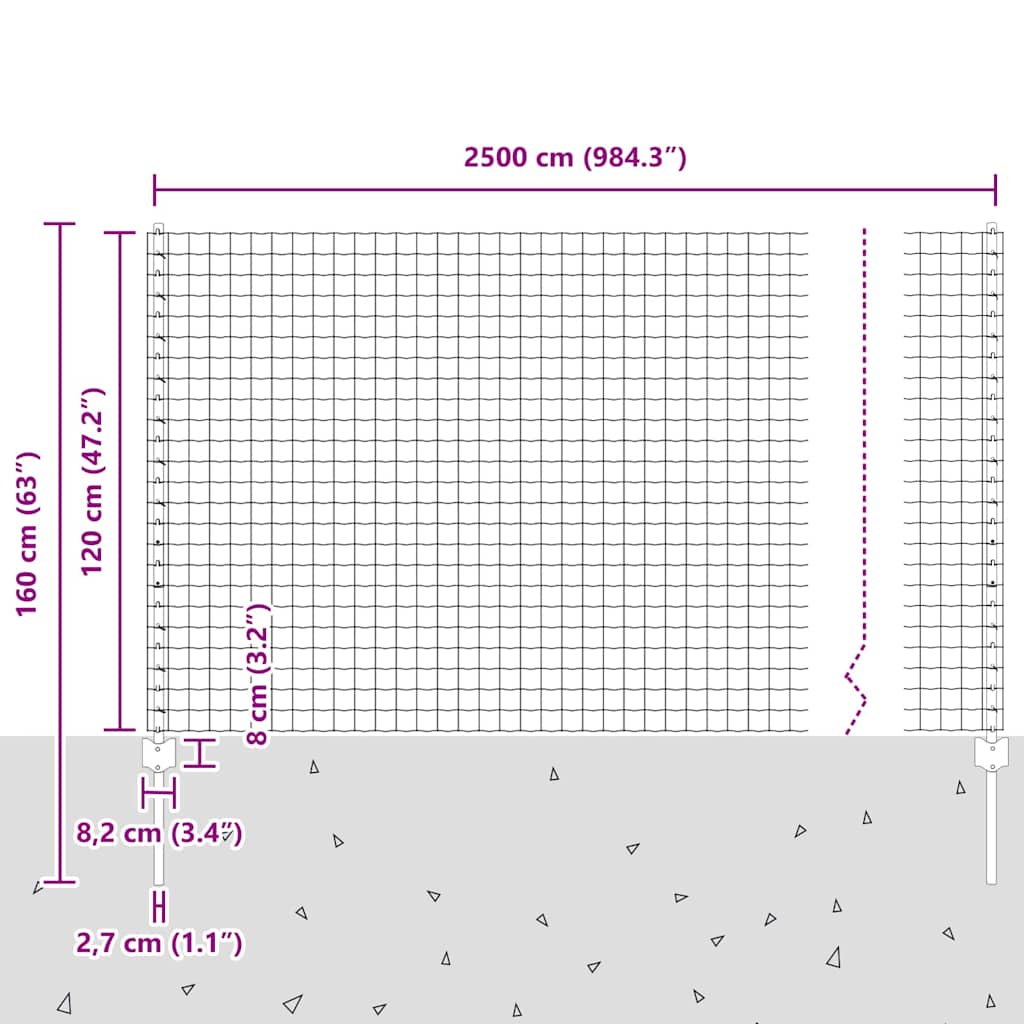Zavarena žičana ograda 25 x 1,2 m (Š x V) Čelik premazan PVC-om
