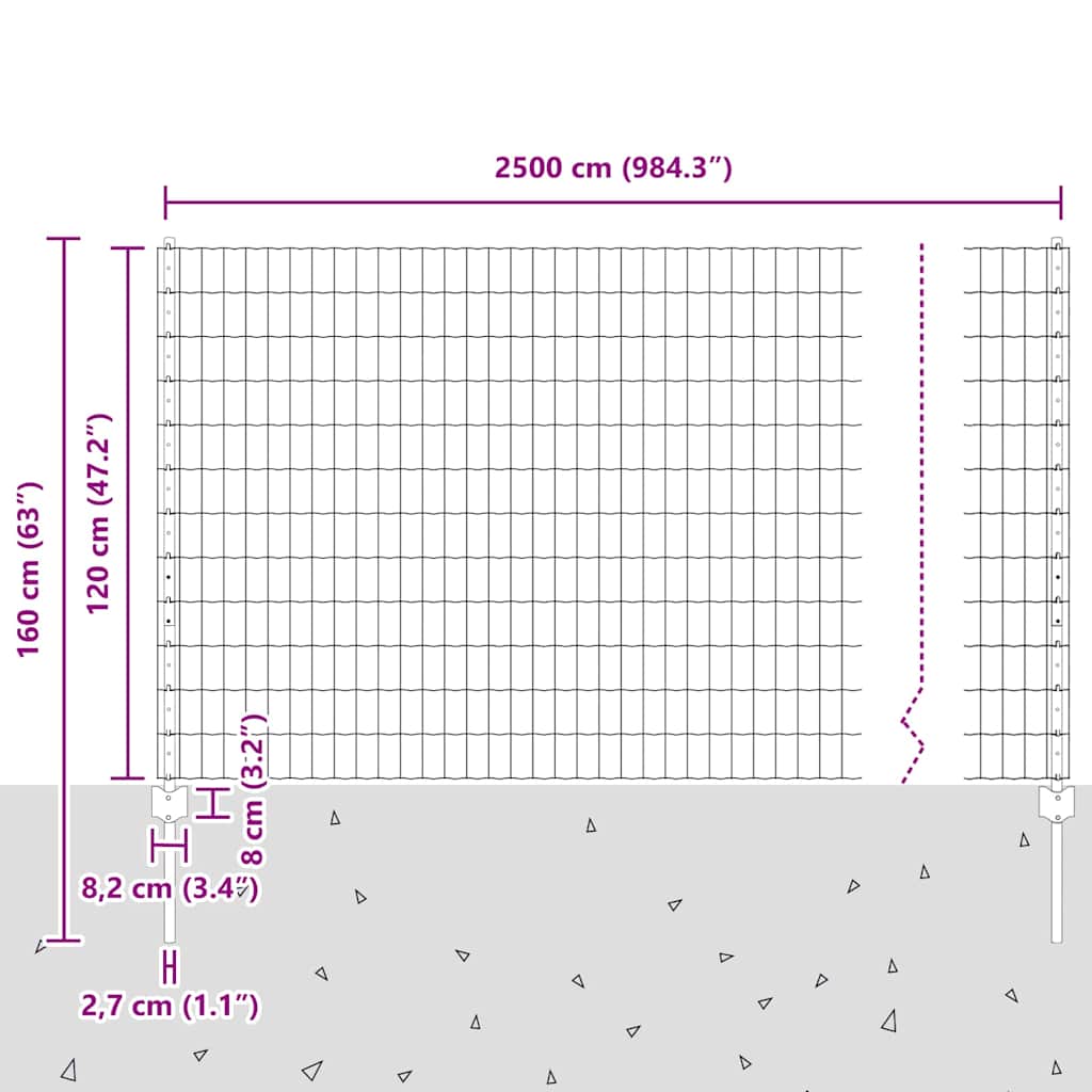 Zavarena žičana ograda 25 x 1,2 m (Š x V) Čelik premazan PVC-om