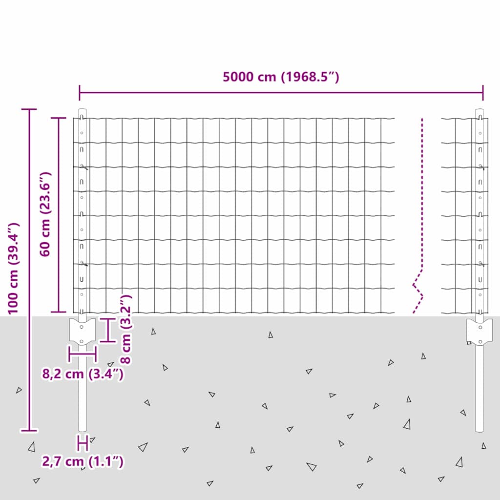 Zavarena žičana ograda 50 x 0,6 m (Š x V) Čelik premazan PVC-om