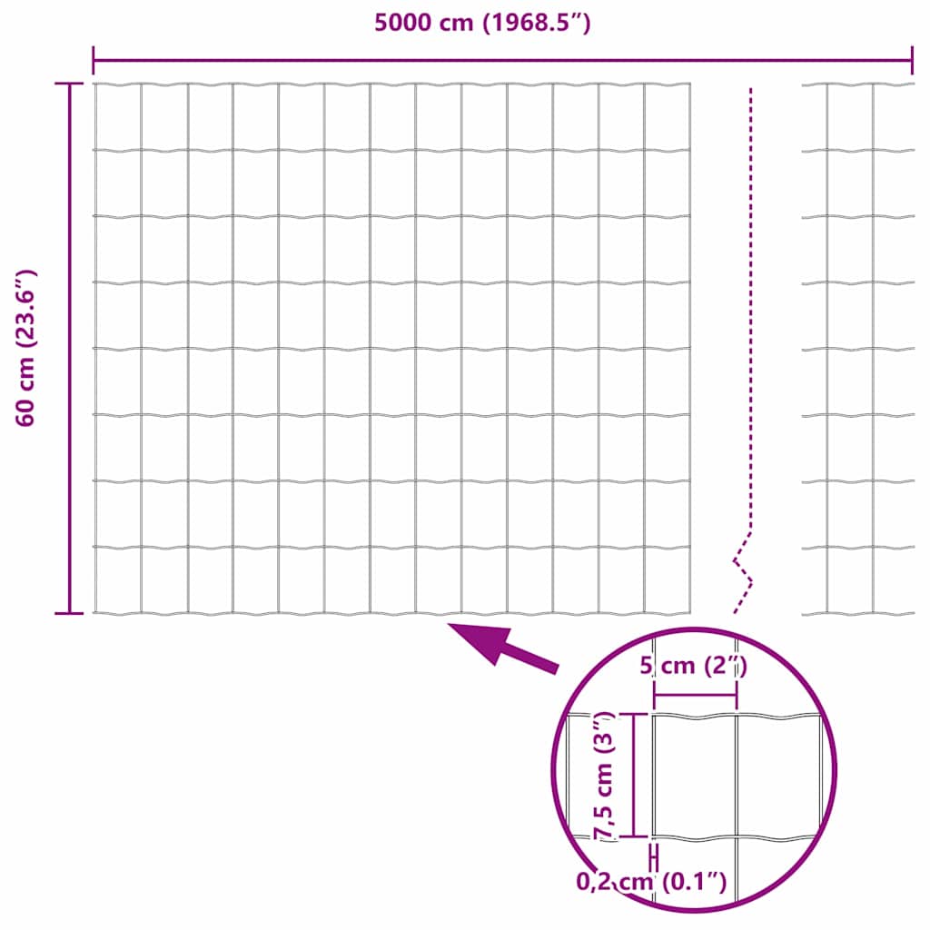 Zavarena žičana ograda 50 x 0,6 m (Š x V) Čelik premazan PVC-om