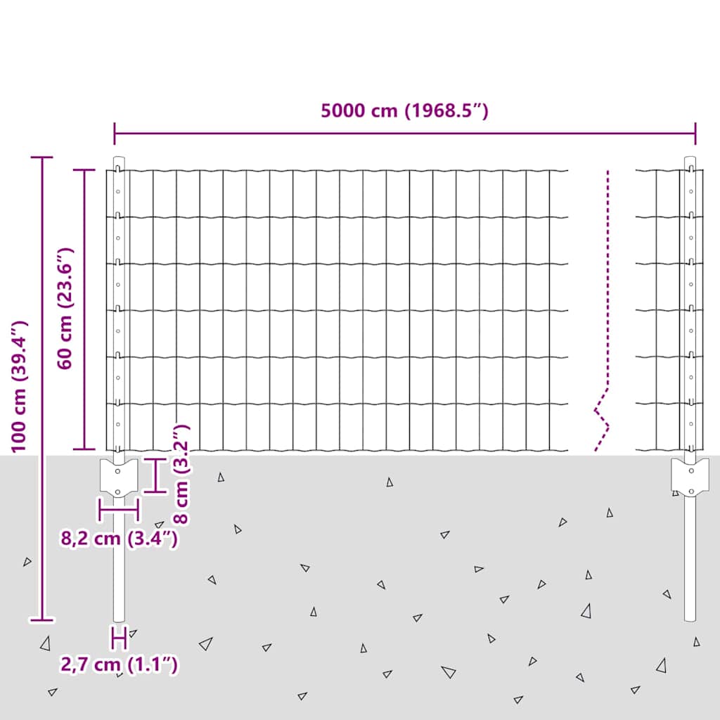 Zavarena žičana ograda 50 x 0,6 m (Š x V) Čelik premazan PVC-om