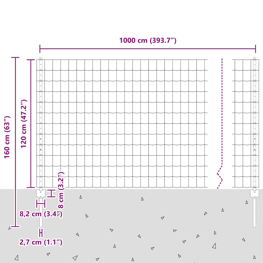 Zavarena žičana ograda 10 x 1,2 m (Š x V) Čelik premazan PVC-om