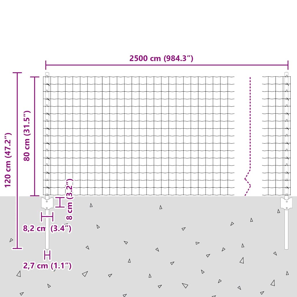 Zavarena žičana ograda 25 x 0,8 m (Š x V) Čelik premazan PVC-om