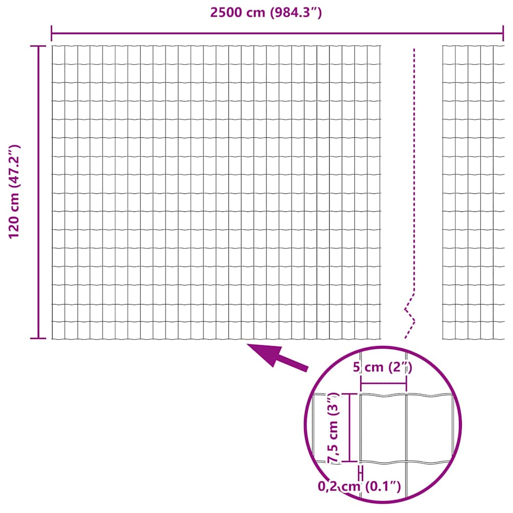 Zavarena žičana ograda 25 x 1,2 m (Š x V) Čelik premazan PVC-om