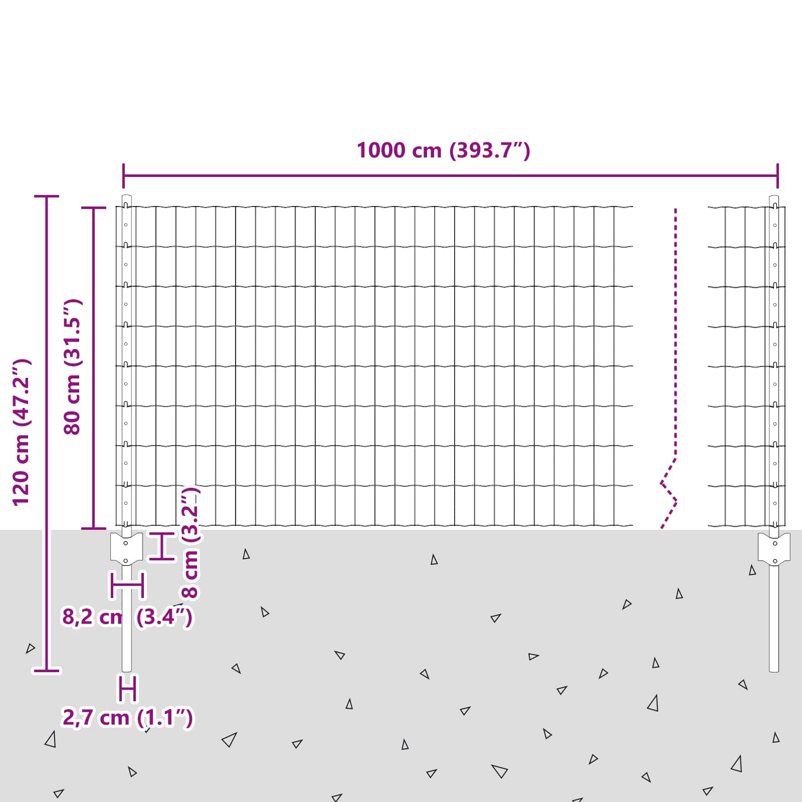Zavarena žičana ograda 10 x 0,8 m (Š x V) Vruće pocinčani čelik
