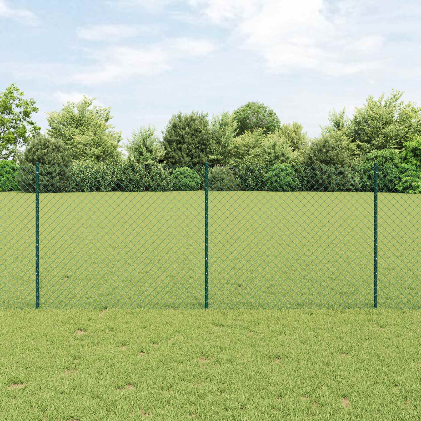 Ograda od lančanih veza s postom 25 x 1 m Čelik premazan PVC-om