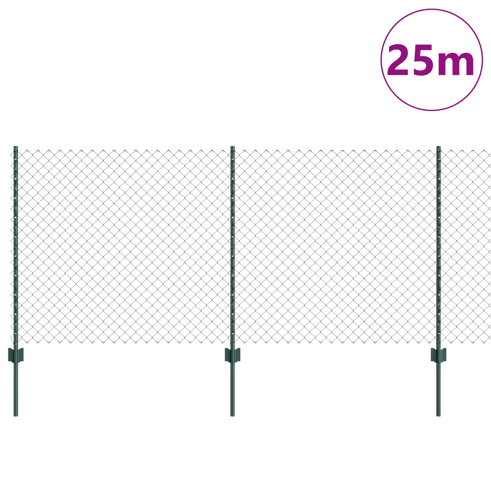 Ograda od lančanih veza s postom 25 x 1 m Čelik premazan PVC-om