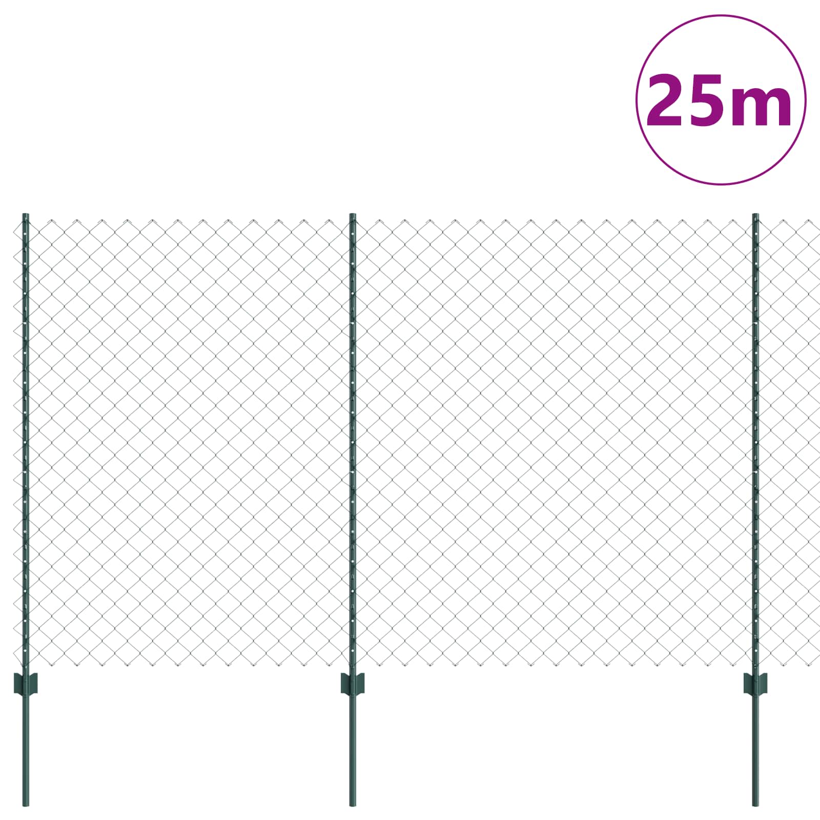 Ograda od lančanih veza s postom 25 x 1,6 m Zelena Mreža