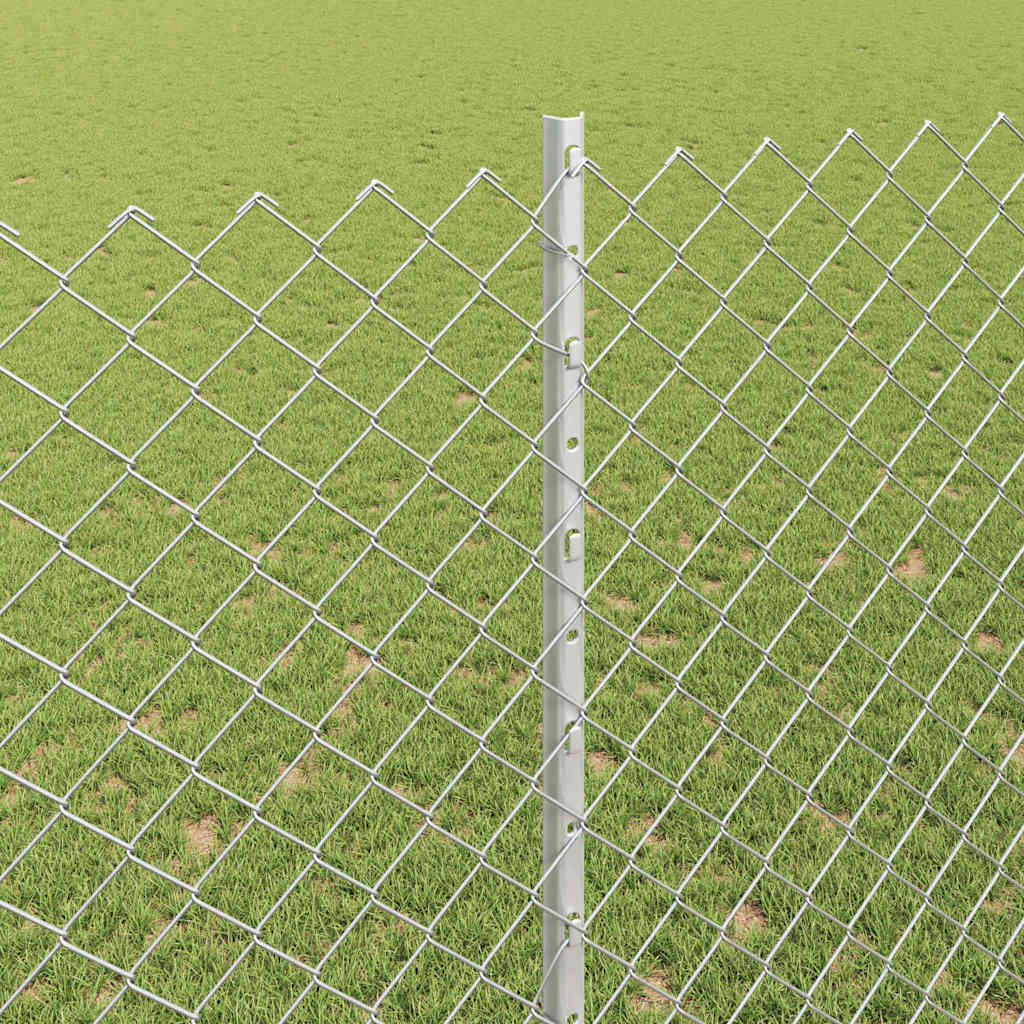 Ograda od lančanih veza s postom 10 x 1,6 m Srebrna Mreža