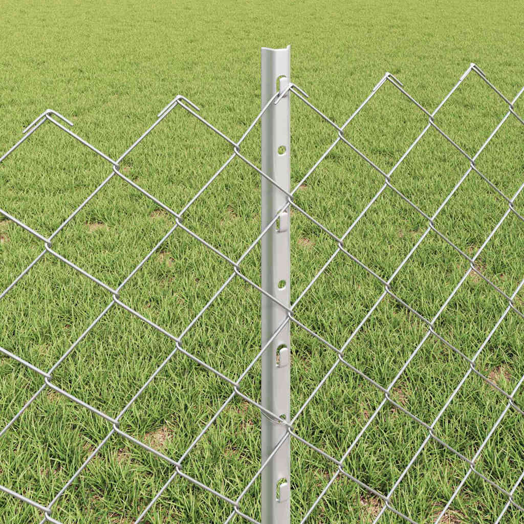 Ograda od lančanih veza s postom 10 x 0,6 m Srebrna Mreža