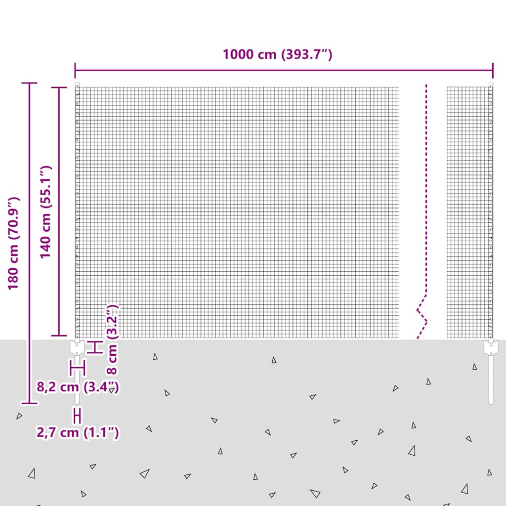 Zavarena žičana ograda s postom 10 x 1,4 m Srebrna Mreža
