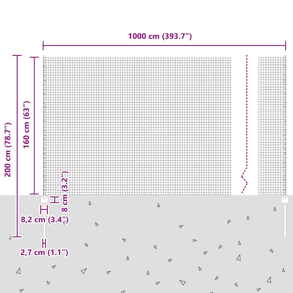 Zavarena žičana ograda s postom 10 x 1,6 m Srebrna Mreža