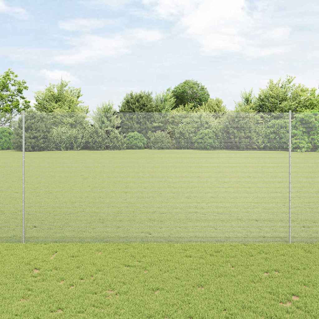 Zavarena žičana ograda s postom 25 x 1,5 m Srebrna Mreža