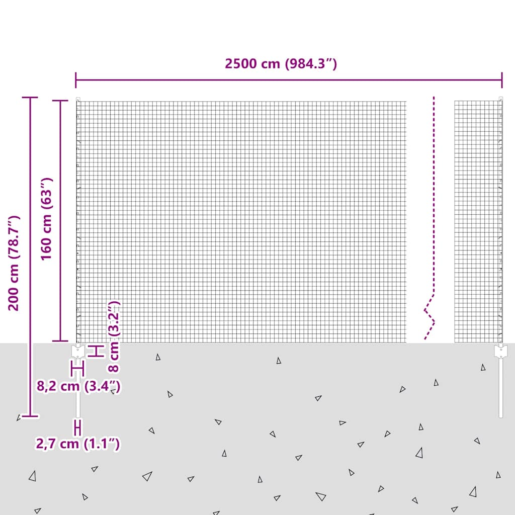 Zavarena žičana ograda s postom 25 x 1,6 m Srebrna Mreža