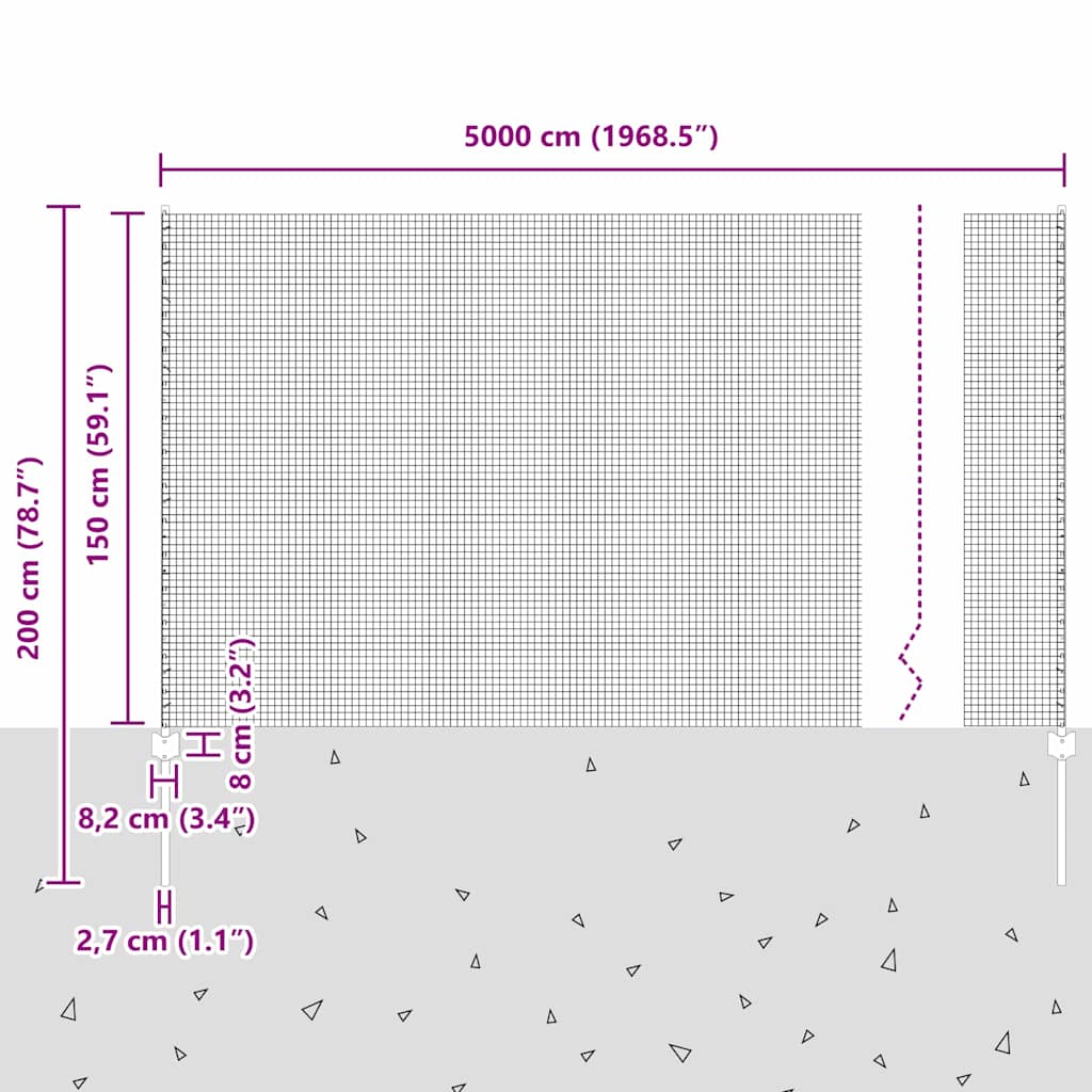Zavarena žičana ograda s postom 50 x 1,5 m Srebrna Mreža