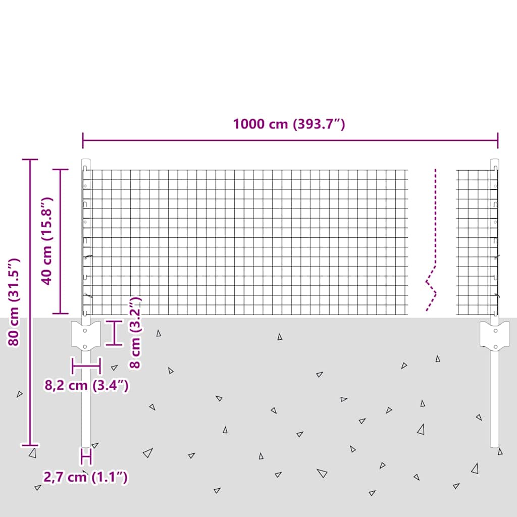 Zavarena žičana ograda s postom 10 x 0,4 m Zelena Mreža
