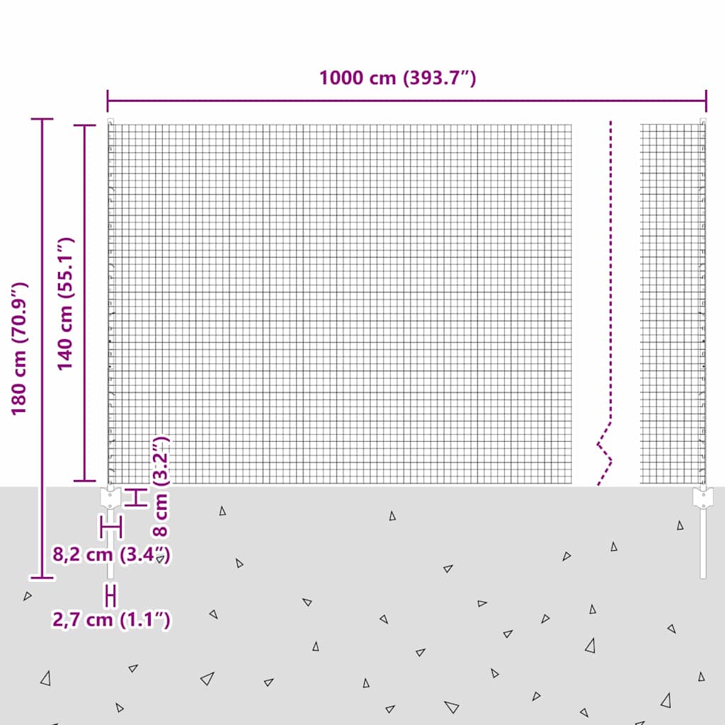 Zavarena žičana ograda s postom 10 x 1,4 m Zelena Mreža