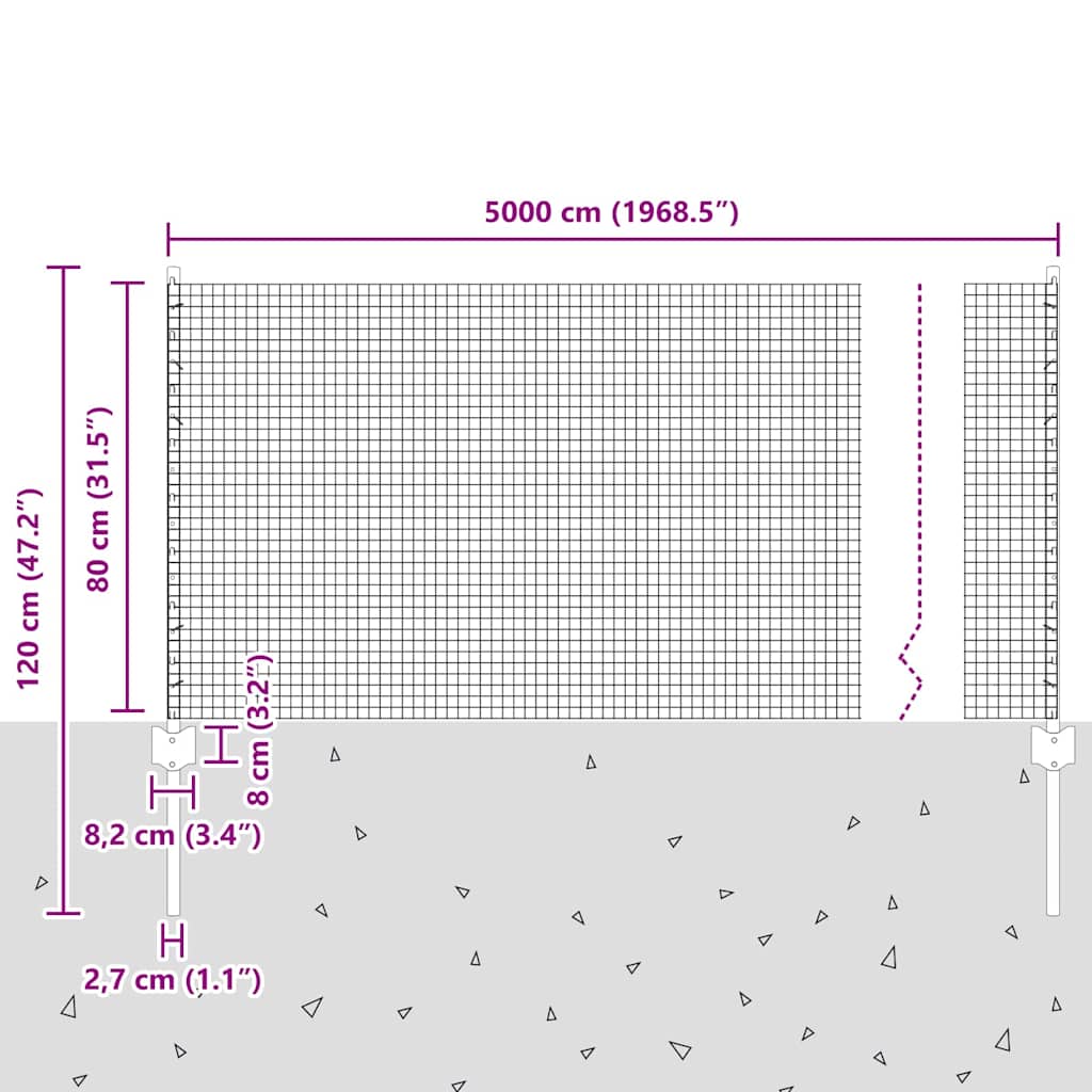 Zavarena žičana ograda s postom 50 x 0,8 m Zelena Mreža