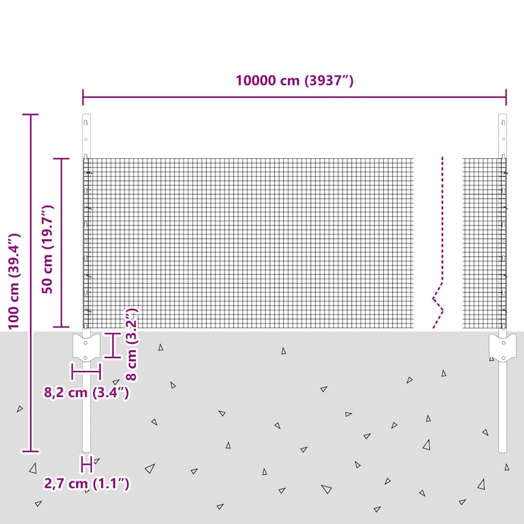 Zavarena žičana ograda s postom 100 x 0,5 m Zelena Mreža