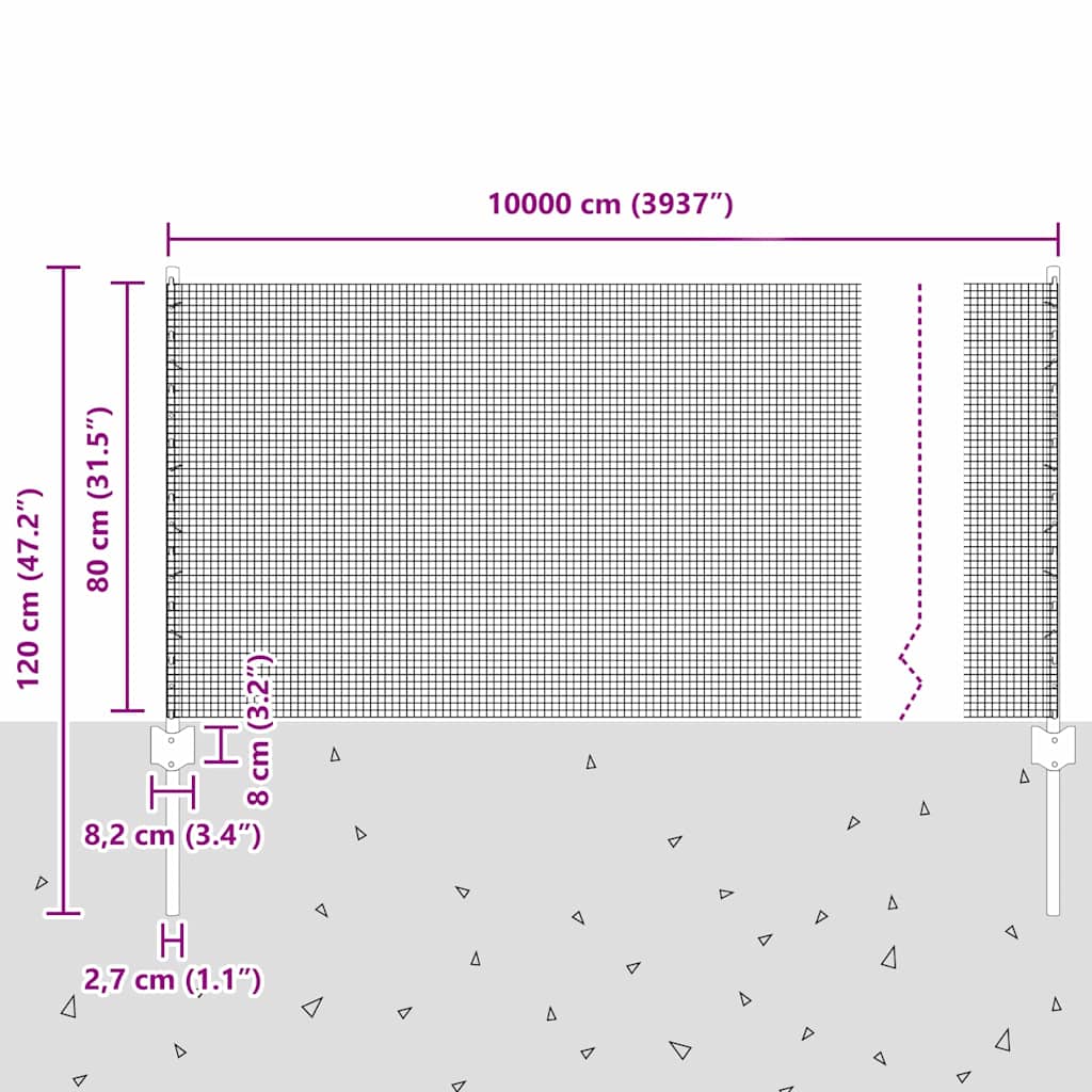 Zavarena žičana ograda s postom 100 x 0,8 m Zelena Mreža