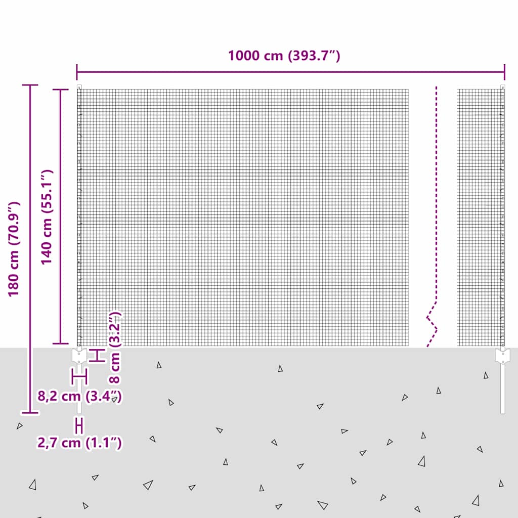 Zavarena žičana ograda s postom 10 x 1,4 m Siva Mreža