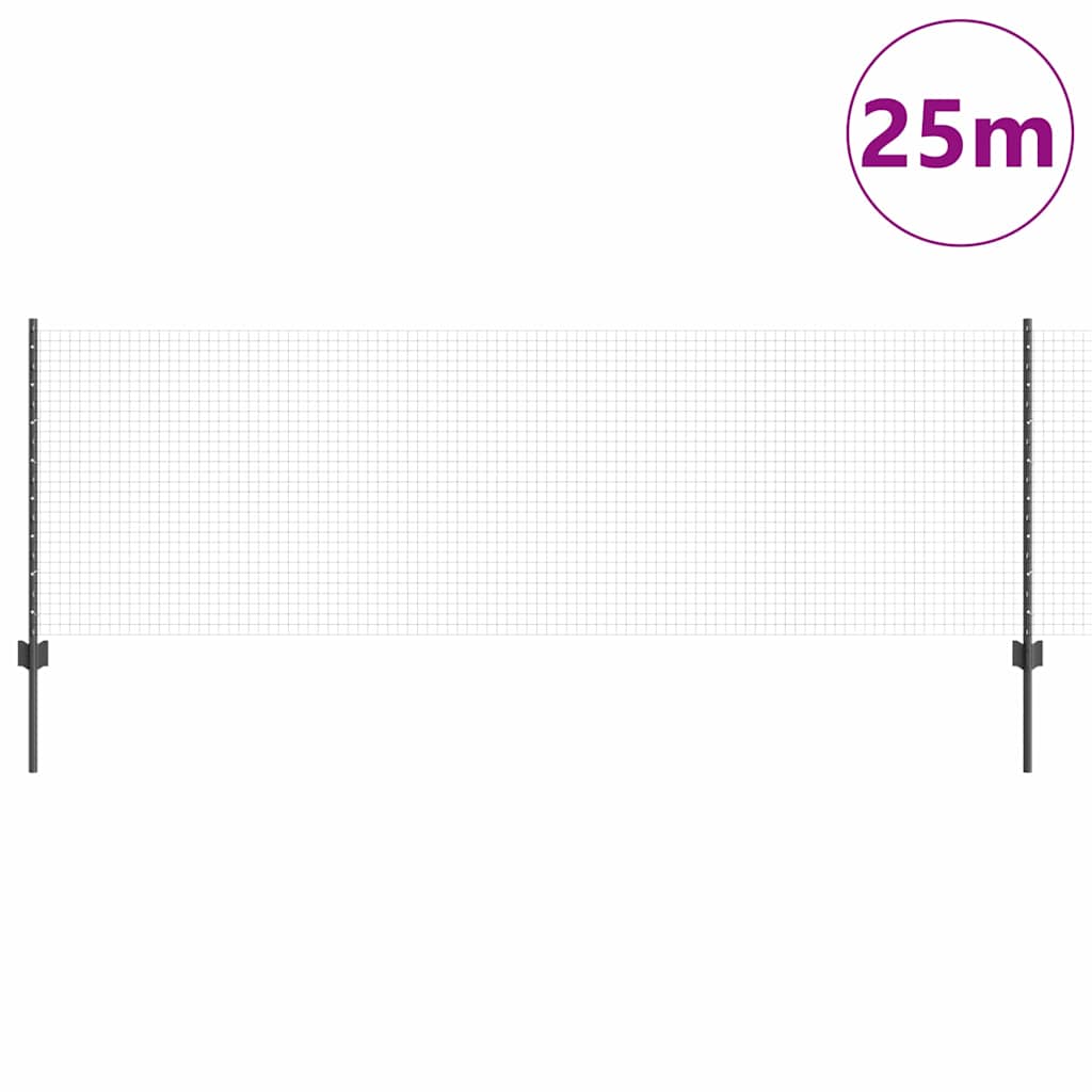 Zavarena žičana ograda s postom 25 x 0,8 m Siva Mreža