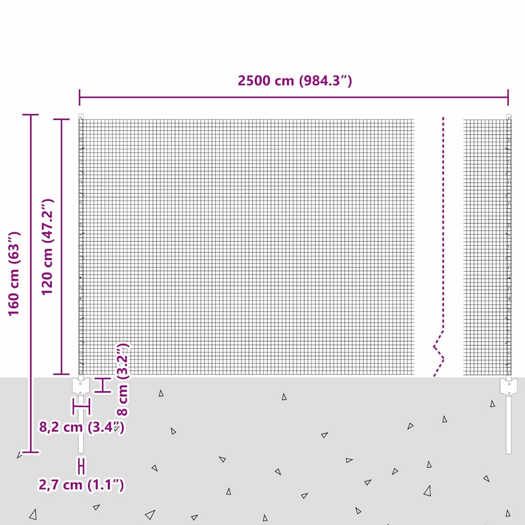 Zavarena žičana ograda s postom 25 x 1,2 m Siva Mreža