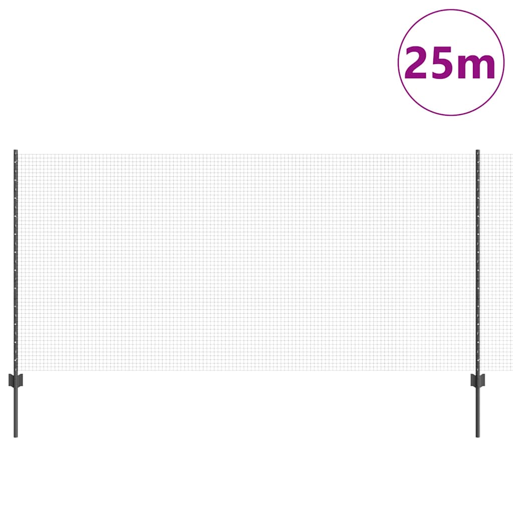 Zavarena žičana ograda s postom 25 x 1,2 m Siva Mreža