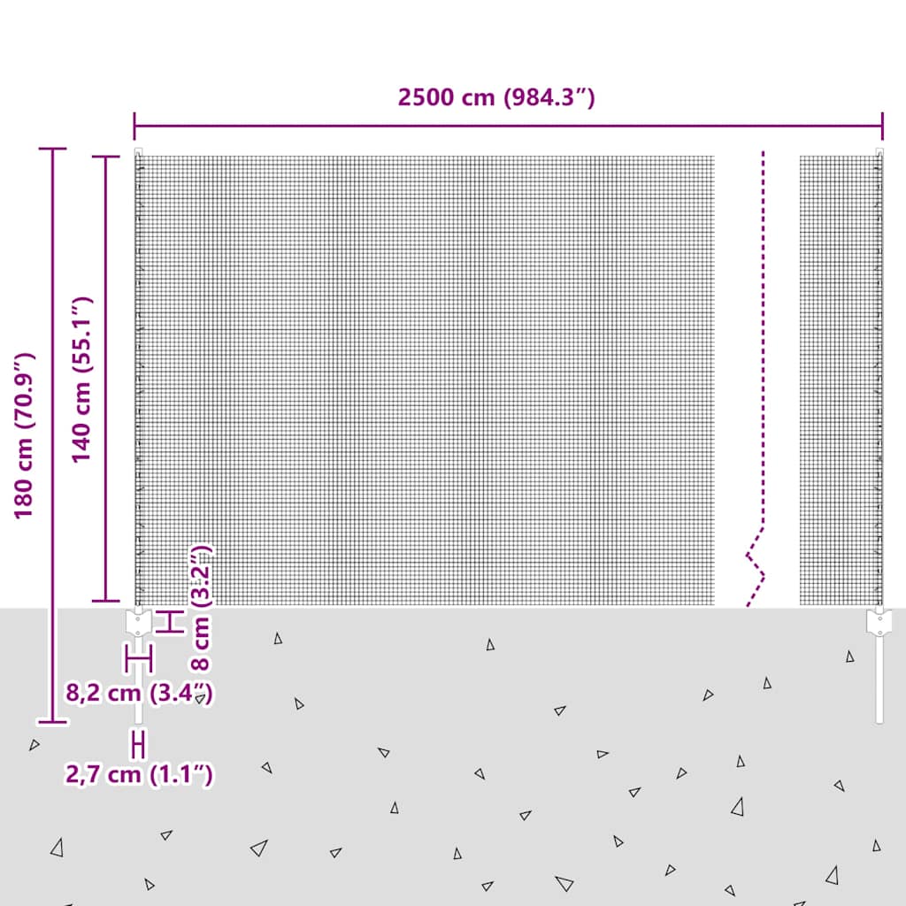 Zavarena žičana ograda s postom 25 x 1,4 m Siva Mreža