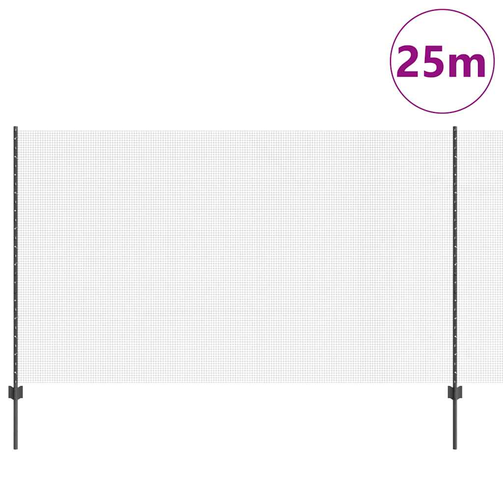 Zavarena žičana ograda s postom 25 x 1,4 m Siva Mreža