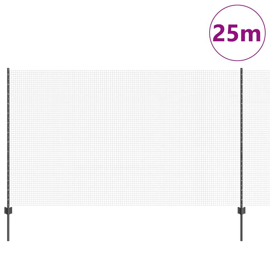 Zavarena žičana ograda s postom 25 x 1,4 m Siva Mreža