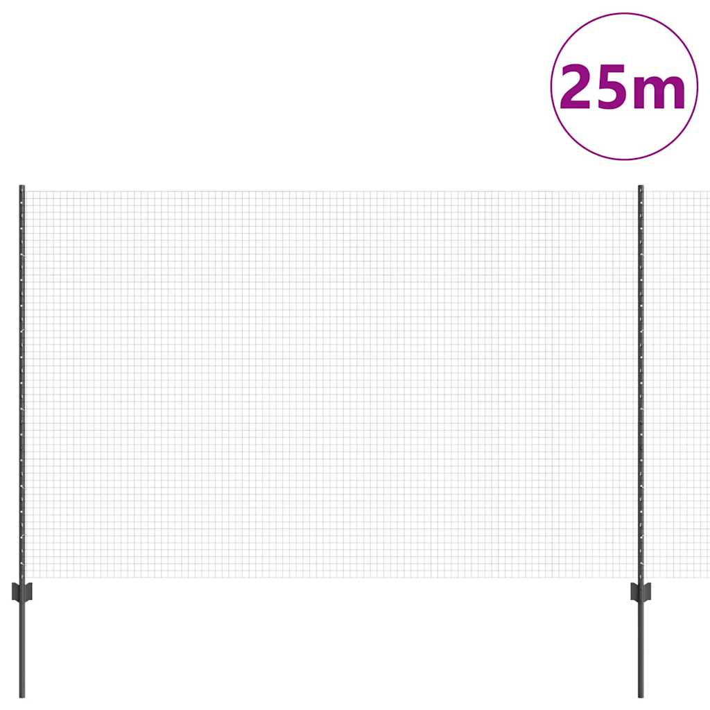Zavarena žičana ograda s postom 25 x 1,5 m Siva Mreža