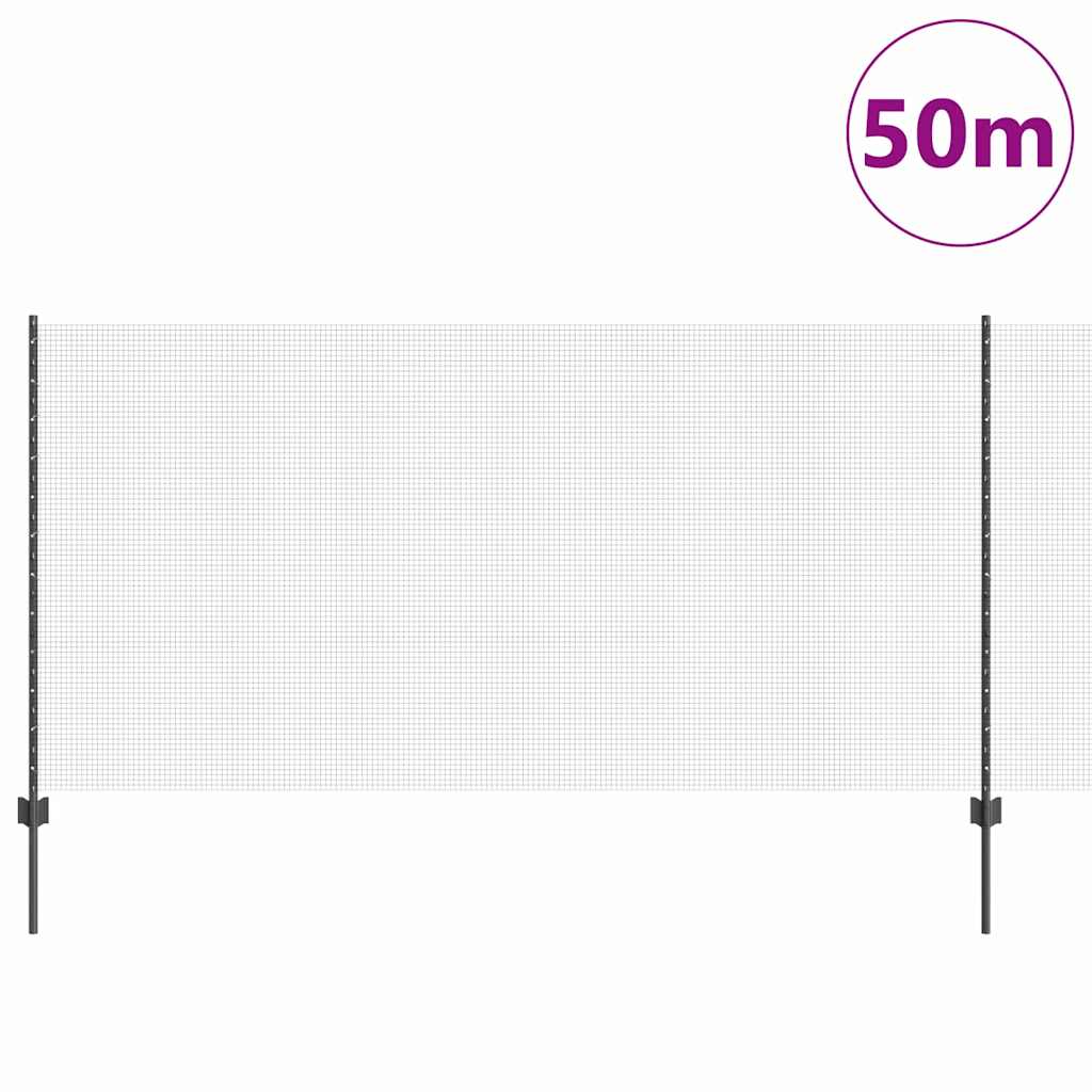 Zavarena žičana ograda s postom 50 x 1,2 m Siva Mreža