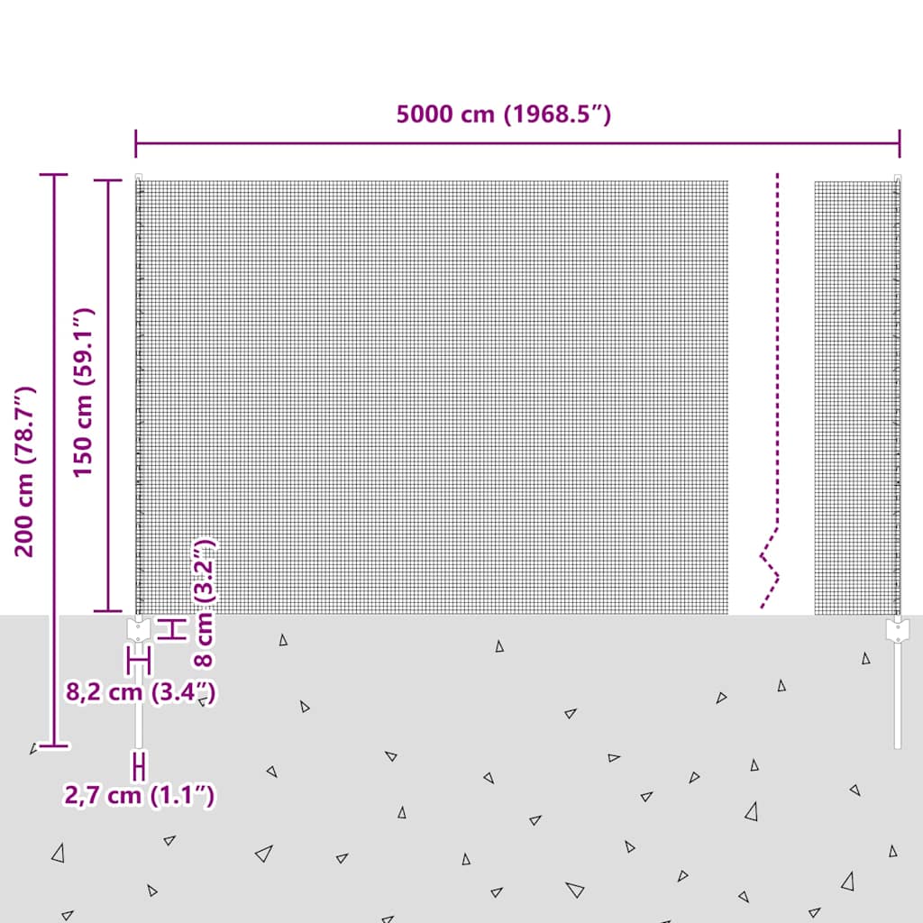 Zavarena žičana ograda s postom 50 x 1,5 m Siva Mreža