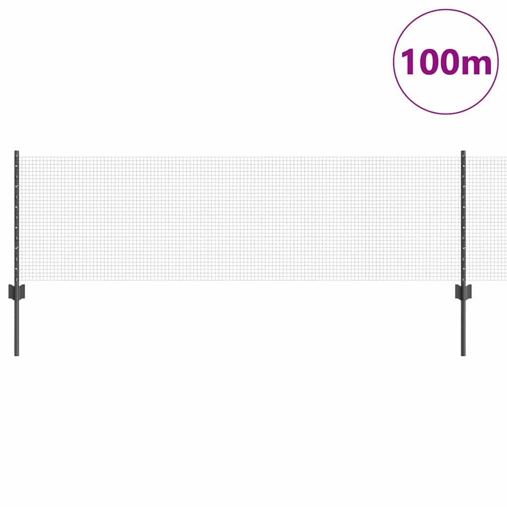 Zavarena žičana ograda s postom 100 x 0,6 m Siva Mreža