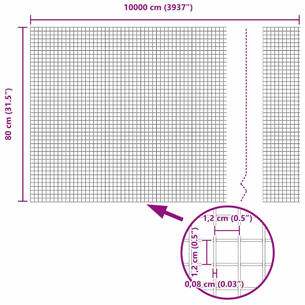 Zavarena žičana ograda s postom 100 x 0,8 m Siva Mreža